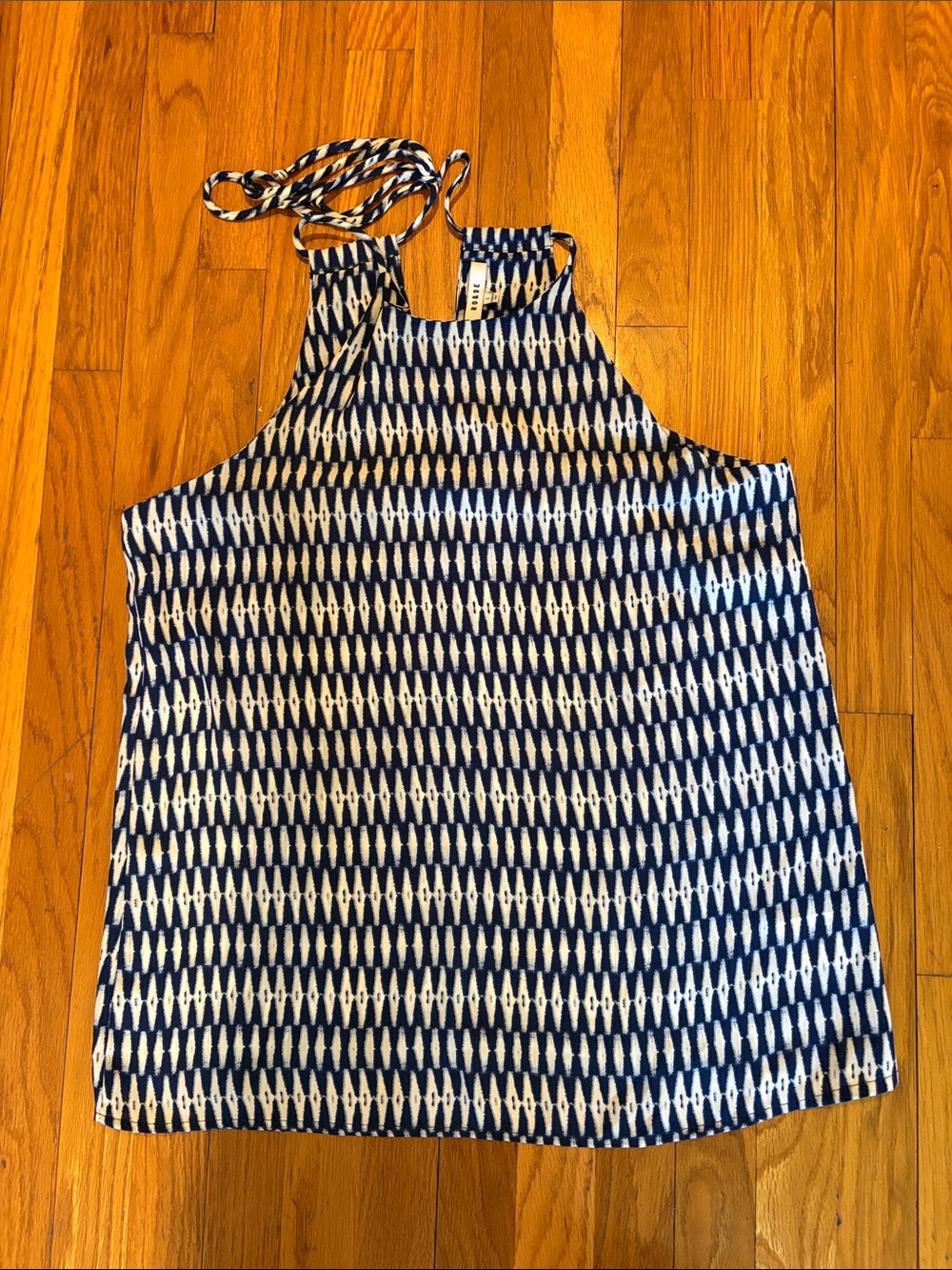Ro & De Navy and White Geometric Halter Camisole Top Size S